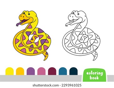 Cute Snake Coloring Book for Kids Page for Books, Magazines, Vector  Doodle Template