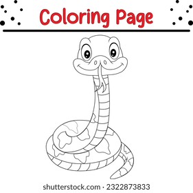 Cute snake coloring page. Snake Animal Coloring book Isolated for Kids