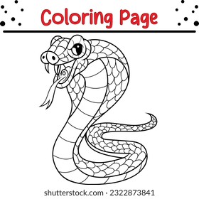 Cute snake coloring page. Snake Animal Coloring book Isolated for Kids