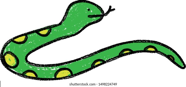 Cute snake doodle hand drawn made by preescolar kids