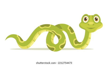 Cute snake icon. Toy or mascot for children, charming and adorable character. Poster or banner for website. Tropical animal, exotic reptile. Biology and fauna. Cartoon flat vector illustration