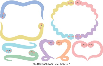 Cute snake illustration frame set