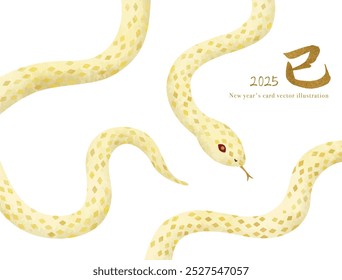 Cute snake illustration that can be used for New Year's cards Translation: Snake