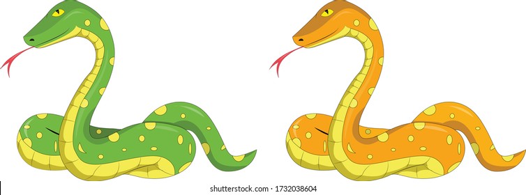 Cute snake illustration in two colors