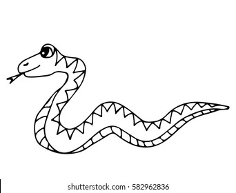 Cute snake isolated on the white background. For coloring book and other child design.