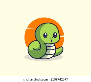 cute snake mascot illustration, logo icon vector. flat cartoon style