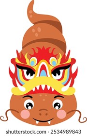 Cute snake with mask on head for chinese new year
