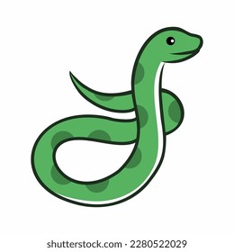 Cute snake on a white background. Vector illustration in cartoon style.