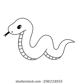 cute snake outline for coloring illustration