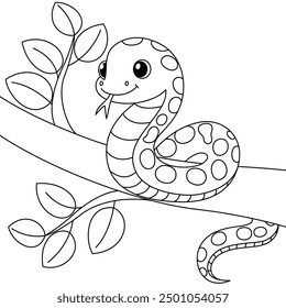 Cute Snake Outline Coloring Page For Kids