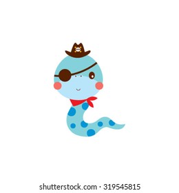 cute snake pirate vector