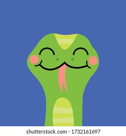 Cute snake portrait. Animal head flat vector illustration.