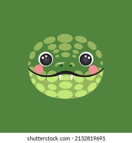 Cute snake portrait square smile head cartoon round shape animal face, isolated vector icon illustration. Flat cobra avatar simple hand drawn for kids poster, ui app cards, t-shirts, baby clothes