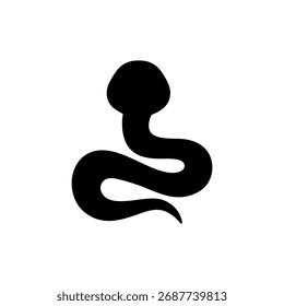 Cute snake silhouette icon vector flat design.