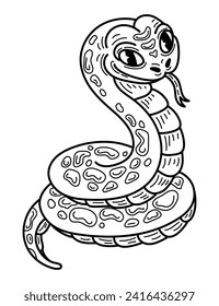Cute snake sketch. Hand drawn line art illustration.