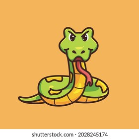 linda serpiente lista para el ataque. caricatura concepto de naturaleza animal Isolación ilustración. Estilo plano adecuado para el vector de logotipo de diseño de iconos de etiqueta. Carácter mascota