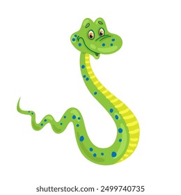 Cute snake - symbol of Chinese New Year 2025. In cartoon style. Isolated on white background. Vector flat illustration.