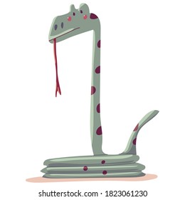 Cute snake vector cartoon illustration isolated on a white background.
