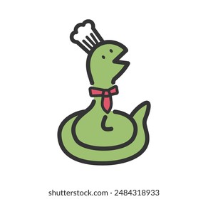 A cute snake vector illustration  chef's hat