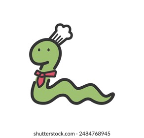 Un lindo sombrero de chef de Ilustración vectorial de serpiente