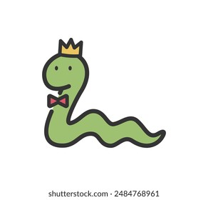 A cute snake vector illustration  crown