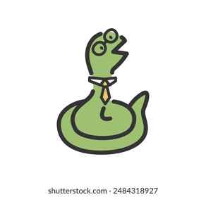 A cute snake vector illustration Glasses and tie