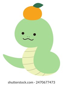 Linda Ilustración vectorial de serpiente. Snake año, zodiaco, mandarina naranja