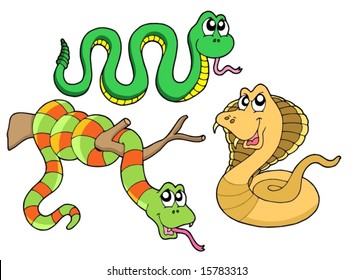 Cute snakes collection - vector illustration.