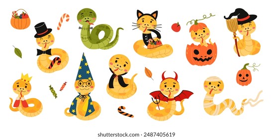 Cute Snakes in Halloween Costumes