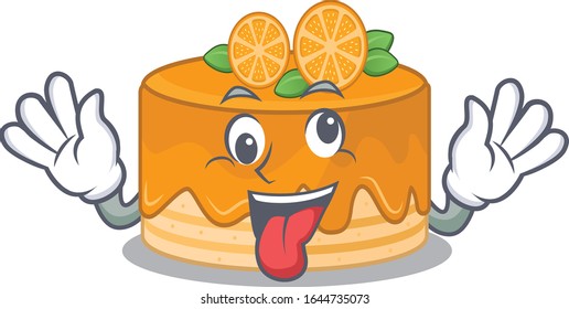 Cute sneaky orange cake Cartoon character with a crazy face