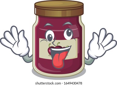 Cute sneaky plum jam Cartoon character with a crazy face