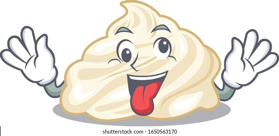 Cute Sneaky Whipped Cream Cartoon Character With A Crazy Face