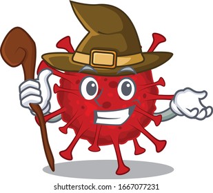 Cute and sneaky Witch betacoronavirus cartoon design style