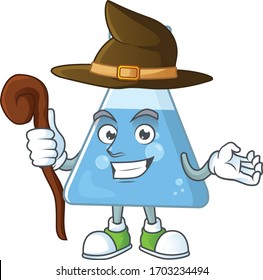 Cute and sneaky Witch blue chemical bottle cartoon design style
