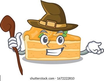 Cute and sneaky Witch cheesecake orange cartoon design style