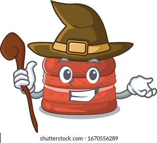Cute and sneaky Witch cherry macaron cartoon design style