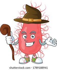 Cute and sneaky Witch escherichia cartoon design style. Vector illustration