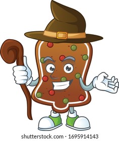 Cute and sneaky Witch gingerbread bell cartoon design style