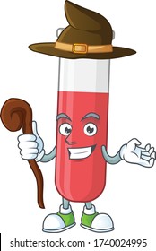 Estilo de diseño de dibujos animados de tubo de prueba rojo de bruja lindo y escabroso