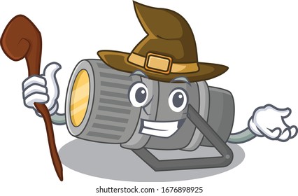 Cute and sneaky Witch underwater flashlight cartoon design style