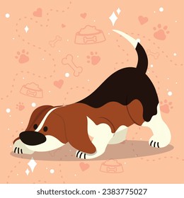 Cute sniffing beagle dog cartoon character Vector