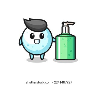 cute snow ball cartoon with hand sanitizer , cute style design for t shirt, sticker, logo element