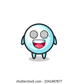 personaje bonito de bola de nieve con ojos hipnotizados, diseño de estilo lindo para camiseta, pegatina, elemento logo