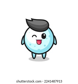 cute snow ball character in sweet expression while sticking out her tongue , cute style design for t shirt, sticker, logo element