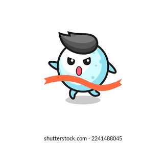 cute snow ball illustration is reaching the finish , cute style design for t shirt, sticker, logo element