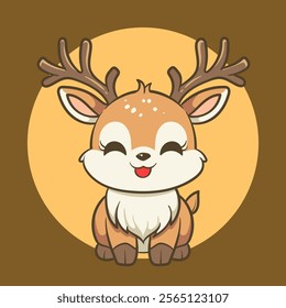 cute snow deer chibi cartoon vector illustration