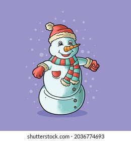 cute snow doll illustration grunge style