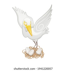 Cute Snow Egret Kawaii Illustration