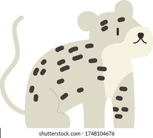 Caricatura del leopardo de las nieves, imagen vectorial del leopardo de las nieves sobre un fondo blanco. Dibujo para niños