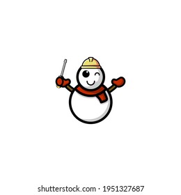Cute Cute Snow Man Kawaii Cartoon Character Vector Illustration Design. Outline, Cute, Funny Style. Recomended For Children Book, Cover Book, And Other.